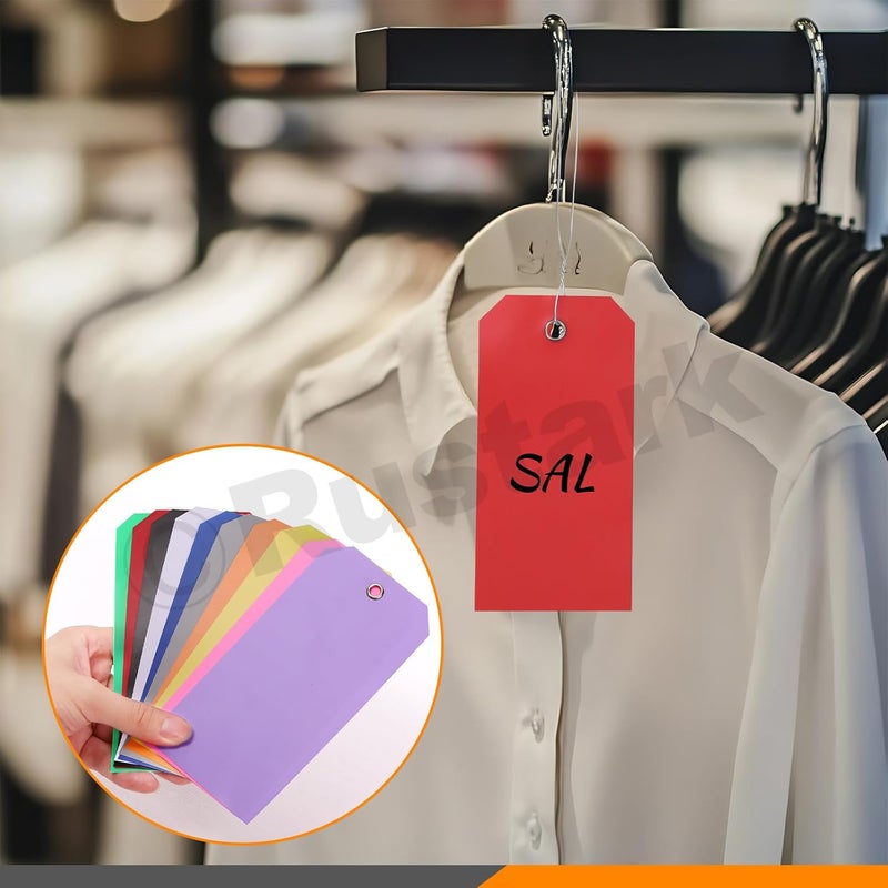 Rustark 152Pcs 10 Colors Plastic Shipping Tags with Pens 3.15"x6.3"/8x16CM Plastic Hang Tags Waterproof Shipping Tag Writable Blank Hang Tag with Holes for Luggage Garage Inventory Car Parts - Image 5